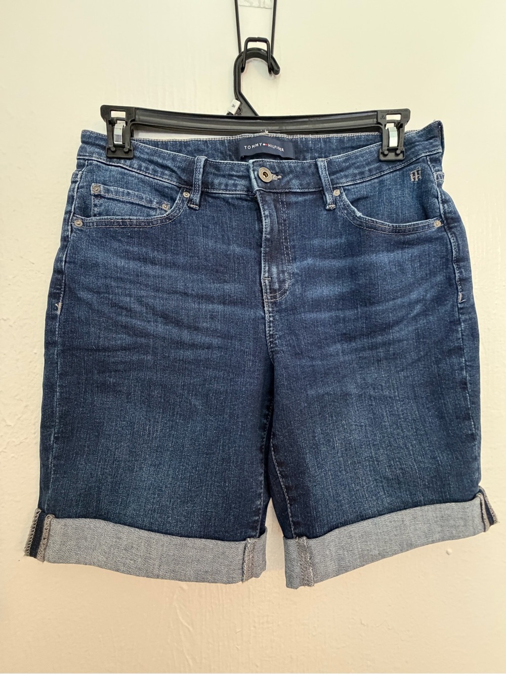Tommy Hilfiger Dark Blue Denim Cuffed Women's Shorts